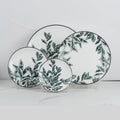 Chinese Style Green Leaf Dinner Plate Set Porcelain Charger Dishes Bone China Dinnerware for Event Wedding