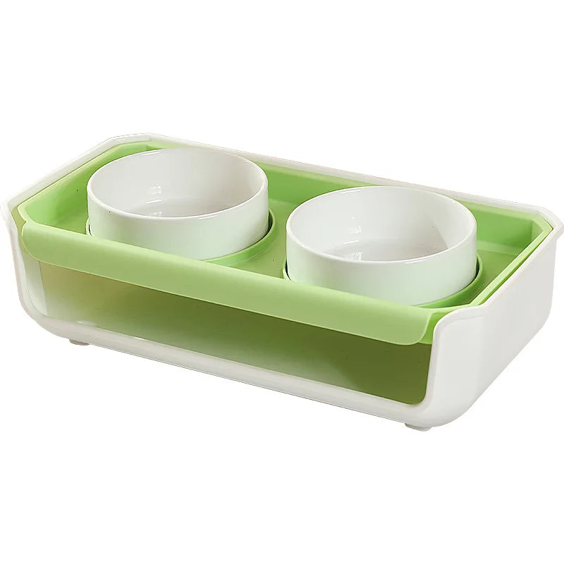 OEM Wholesale Cat Dog Bowl Automatic Anti-Knock Adjustable Bevel Pet Supplies Feeder Water Dispenser Made of Durable Plastic