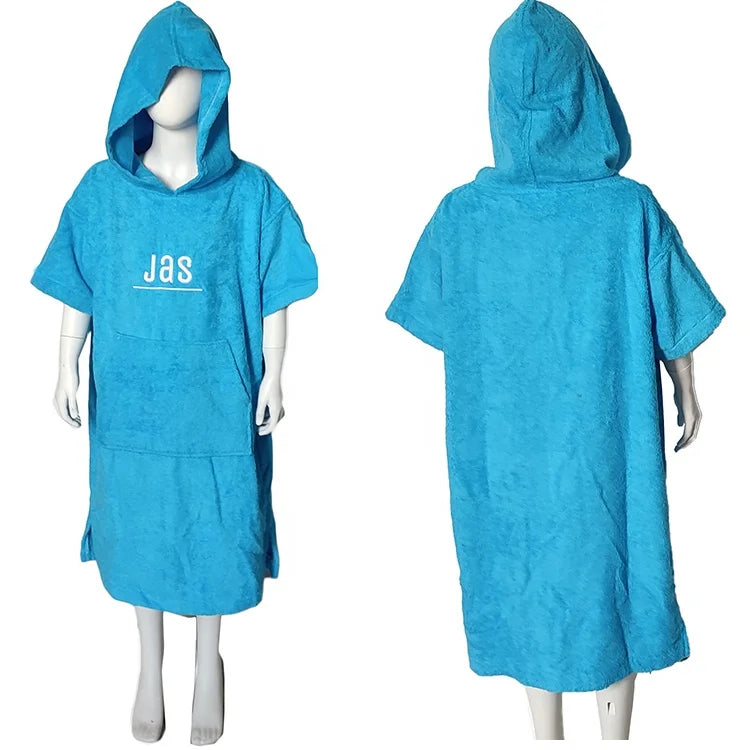 Custom Cotton Terry Hooded Surf Beach Towel Poncho  Quick-Dry Wearable Bath Towel