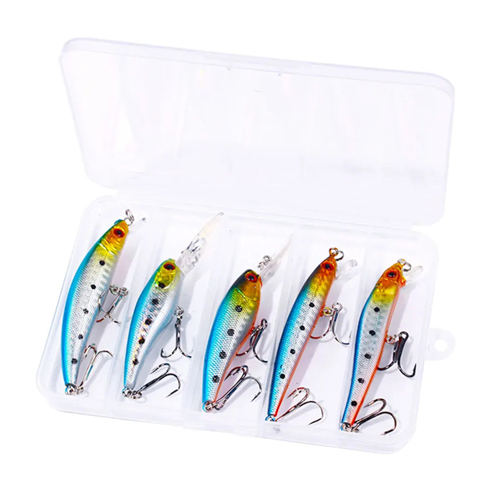 Wholesale Box024-F Combo 5pcs/box Artificial Hard Plastic Baits Minnow Fishing Lures Kit Set