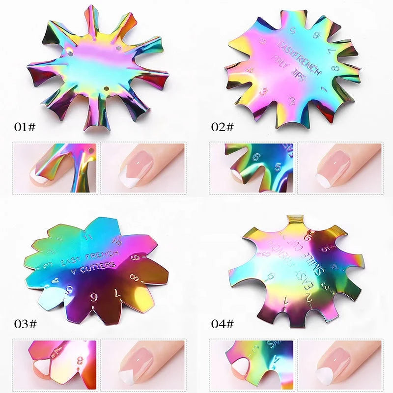New Multi Color Easy French Tip Smile Line Edge Cutter Stencil Trimmer Manicure Nail Art Styling Tool