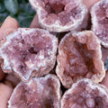 Top Quality Raw Healing Crystal Stone Pink Amethyst Geode Rough Stone Specimen