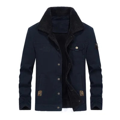 Casual Plus Velvet New Middle-aged Men's Thick Men's Cotton Top Boutique Jacket