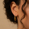 PVD 18K Gold Plated 316LStainless Steel Jewelry Wholesale Custom Solid Water Drop Hoop Earrings Waterproof Earrings E241555