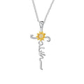GP109 Plated Gold Sunflower Pendant 925 Sterling Silver Simple CZ Women Faith Jesus Sunflower Cross Jewelry Necklace Pendant