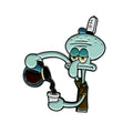 Octopus Brother Squidward Pouring Coffee Soft Enamel Pin Waiter Animation Metal Decoration Badge