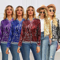 Autumn Winter New Sequin Long-sleeved Women's Coat for Dance