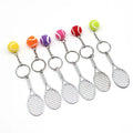 Cute Sport Mini Tennis Racket Zinc Alloy Keychain Fashion Cartoon Design Carabiner Keychain