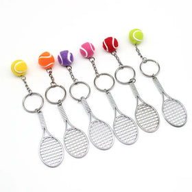 Cute Sport Mini Tennis Racket Zinc Alloy Keychain Fashion Cartoon Design Carabiner Keychain