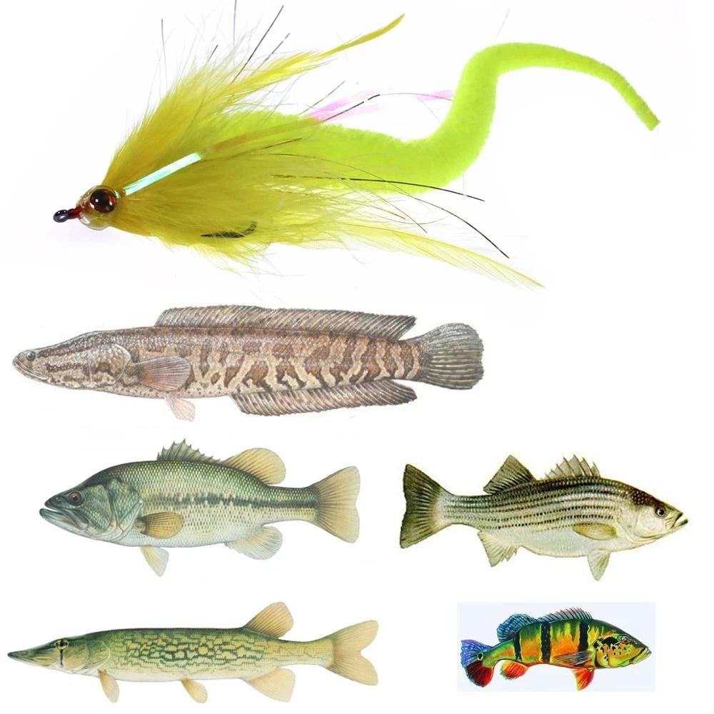 Wholesale Mangum's Dragon Tails Streamer Saltwater Baitfish Flies Bass Pike Muskie Fishing Fly Lures  Customized Streamers