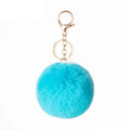 Wholesale Blue Puff Ball Keyring Soft Fluffy Key Chain Holder Heart Faux Fur Pom Pom Keychains for Women