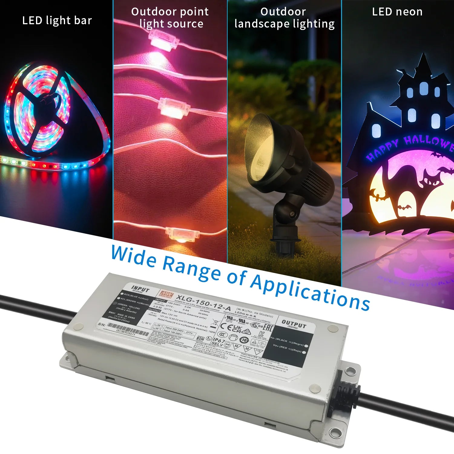 Ac Dc 12v 24v 48v Slim Led Switching 150w 300w 600w Meanwell Dimmable Outdoor Waterproof Power Supply