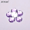 JUNAO 8mm 10mm Acrylic Crystals With Hole 2000pcs Wholesale Round Beads Sew on Rhinestones Flatback for Clothing