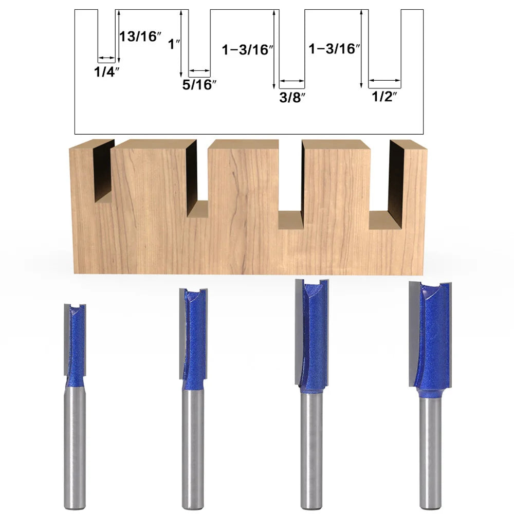 Double Flute Straight Router Bit Alloy Wood Edge Milling Cutter 6mm Shank