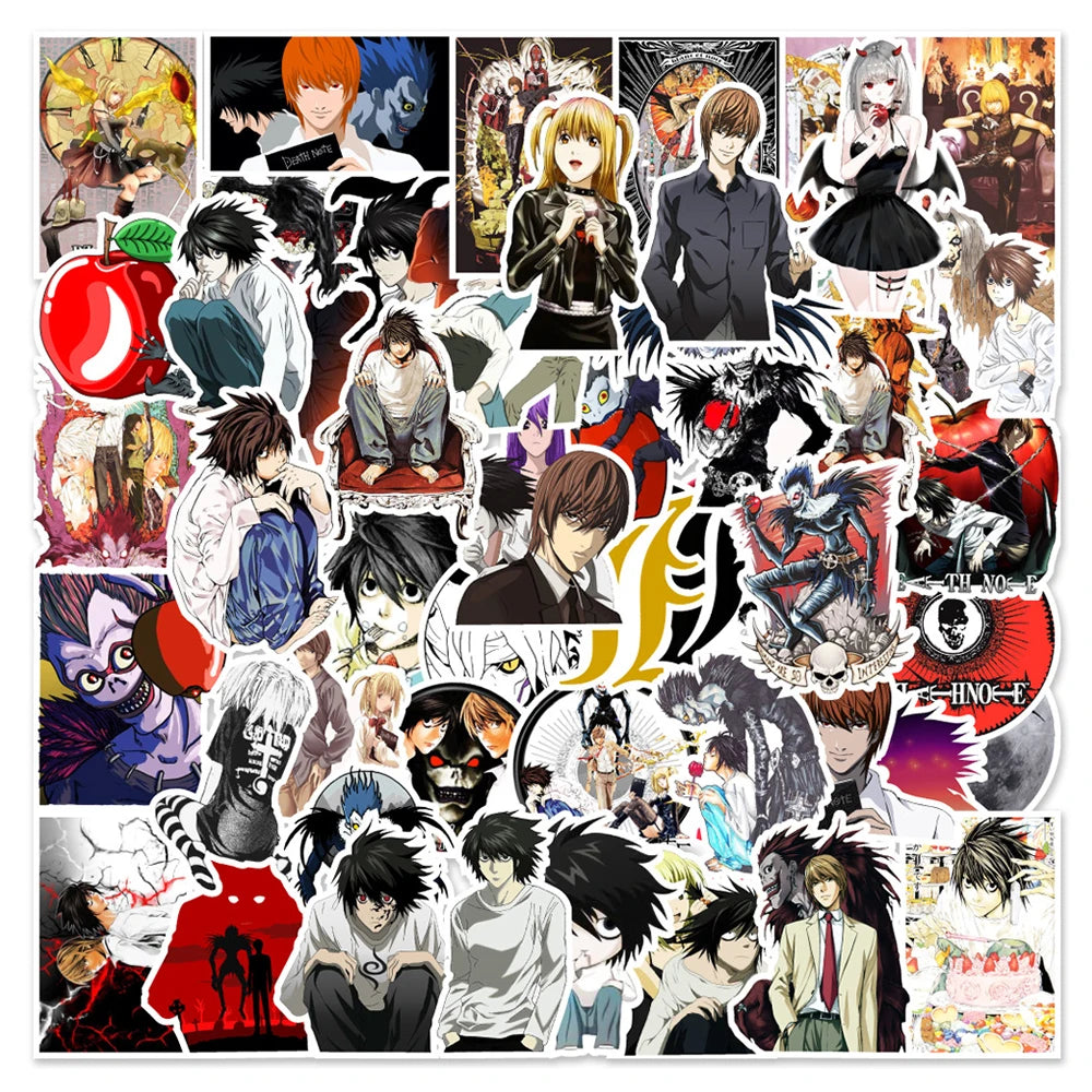 50Pcs Death Note Classic Japanese Anime Decorative Sticker for Laptop Wall Car Decal Waterproof Cartoon Sticker