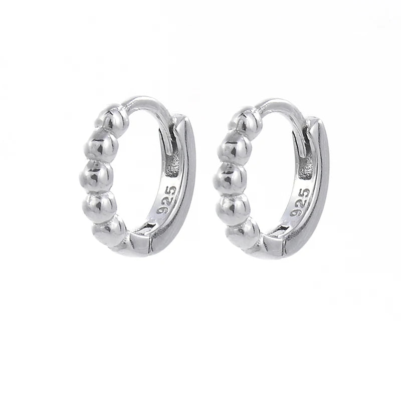 Fashion Mini 10mm Sterling Silver Hoop Earrings 925 Bead Huggie Round Earrings Women Men