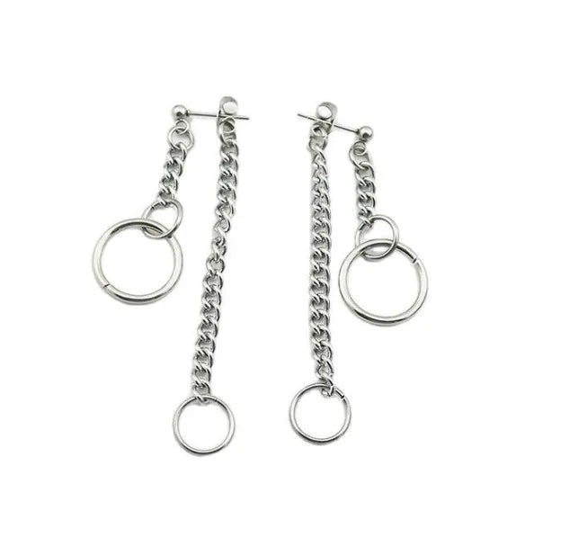 Wholesale Fashion Simple Men Women Asymmetric Earrings Titanium Steel Kpop Stud Hoop Earrings