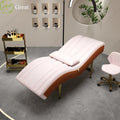 Hot Sale Modern Beauty Salon Gold Metal Curved Massage Table Luxury pink Curved Lash Bed for Sale