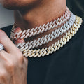 Hip Hop Jewelry  Iced Out Cuban Link Prong Cuban Link Chain Necklace Diamond Cuban Chain