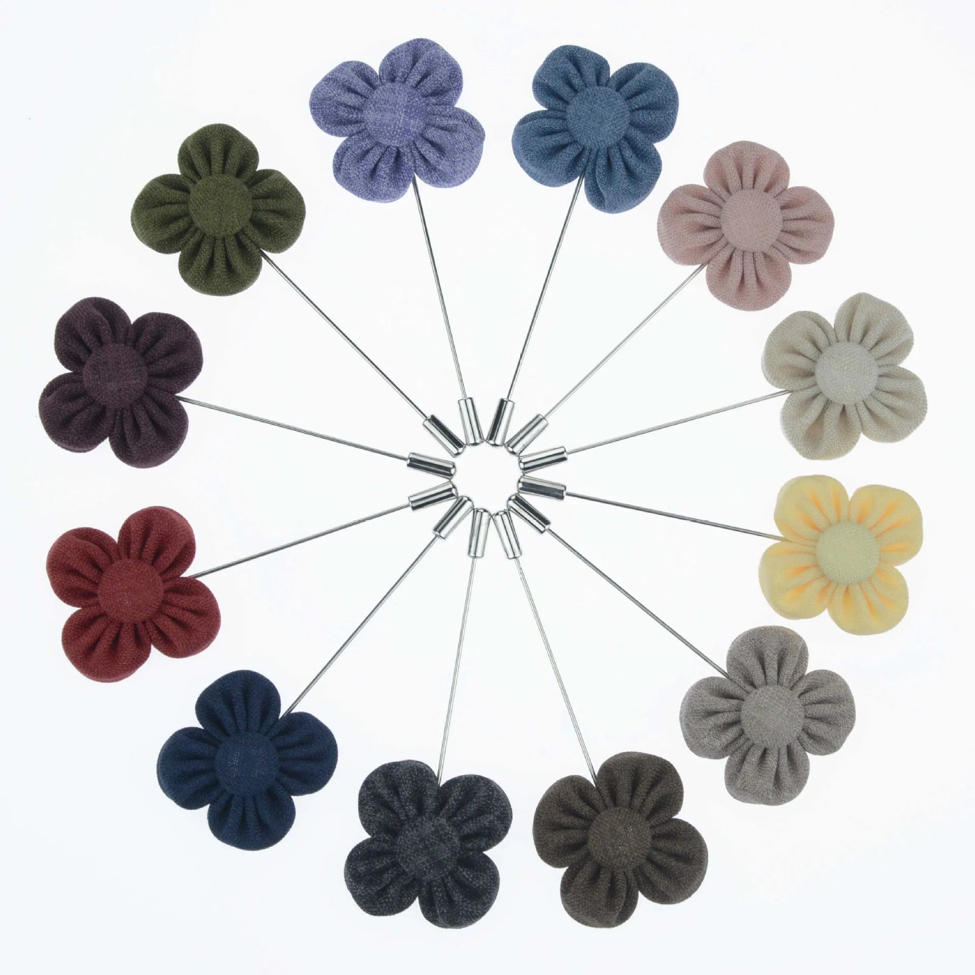 Fabric Flower Lapel Pins Vintage Floral Brooch for Men Women Suit