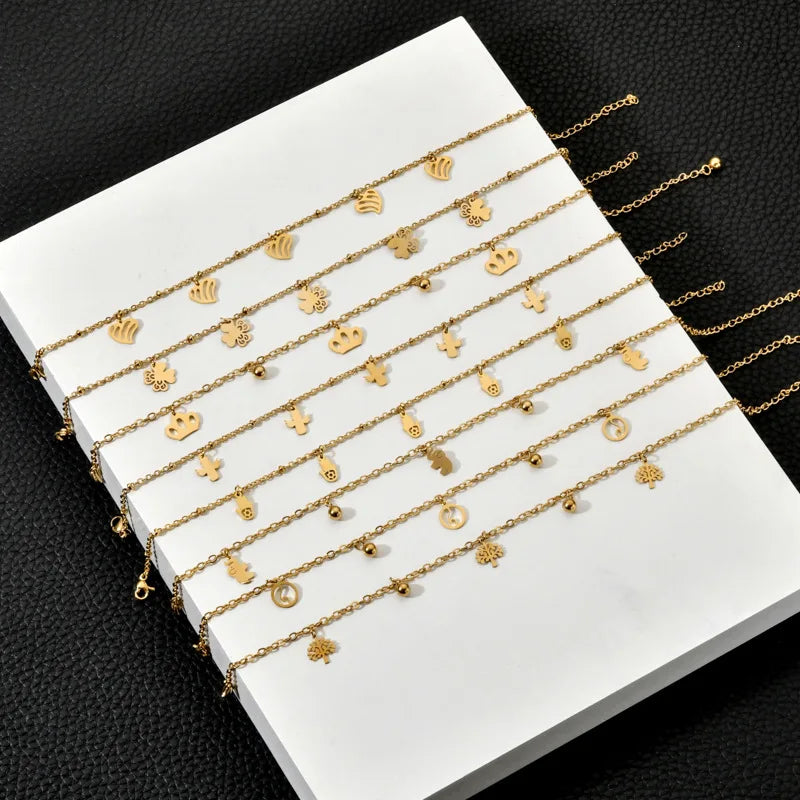 Small Lucky Star Charm Bracelet Jewelry Gold Plated Stainless Steel New Design Bracelet for Girls