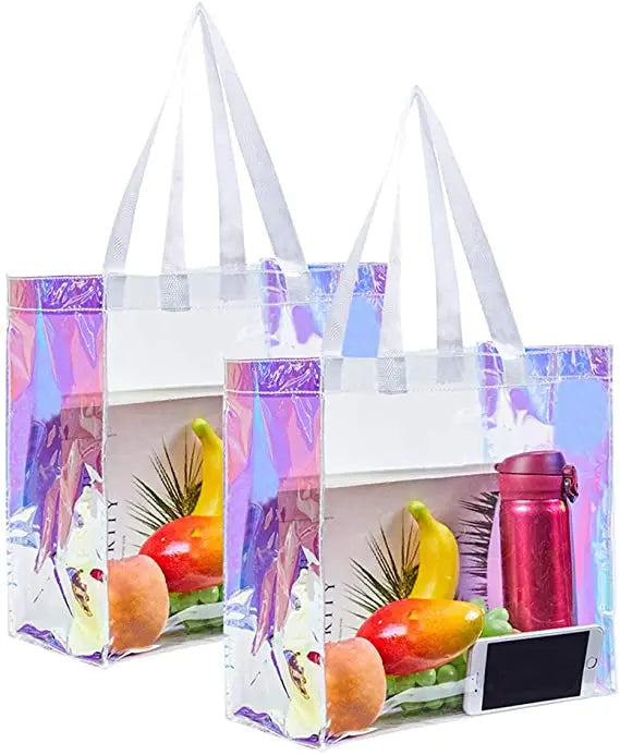 Custom Logo Waterproof Tote Shopping Stadium Beach Clear Pvc Holographic Bag