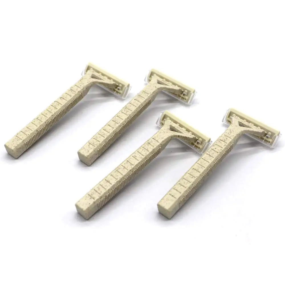 Biodegradable Wheat Handle Razor Shaving Stainless Steel  Blades Disposable Wheat Straw Handle Bamboo Razor for Man