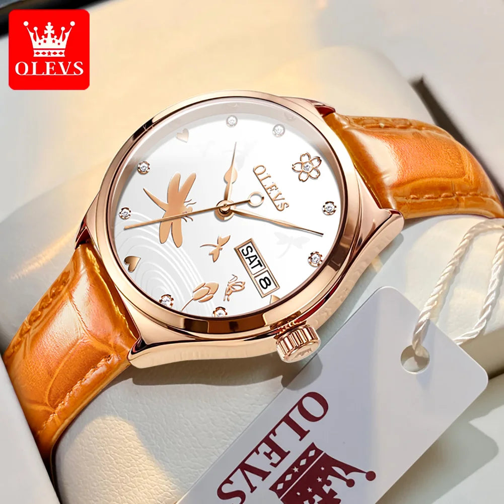 OEM Watch  Wholesale Custom Woman Watch OEM Mechanical Fashion Luxury Leather Band Automatic Ladies Watch