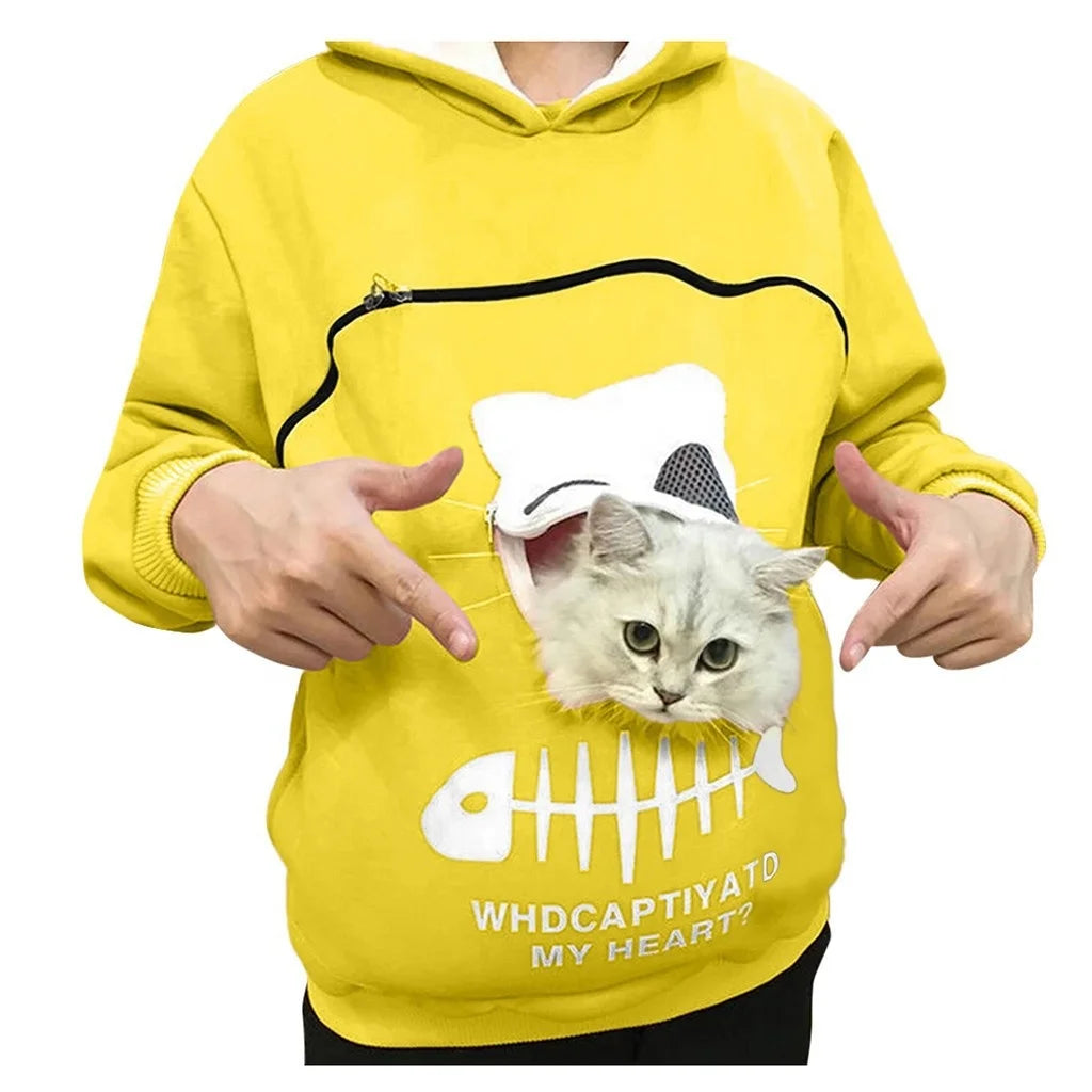 Hot Selling Hoodies Leisure Sports Pet Carry Cat Cardigan Zipper Sweatshirts for Adults Carry Pets Outside Door