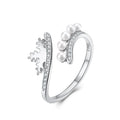 New Christmas Rings 925 Sterling Silver Rings Shiny Zircon with Pearl Finger Rings for Women Fine Jewelry Making Gift HOT SALE