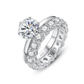 Wholesale S925 Sterling Silver Moissanite Couple Ring Set Husband and Wife Wedding Band Waterproof Hypoallergenic Factory Price