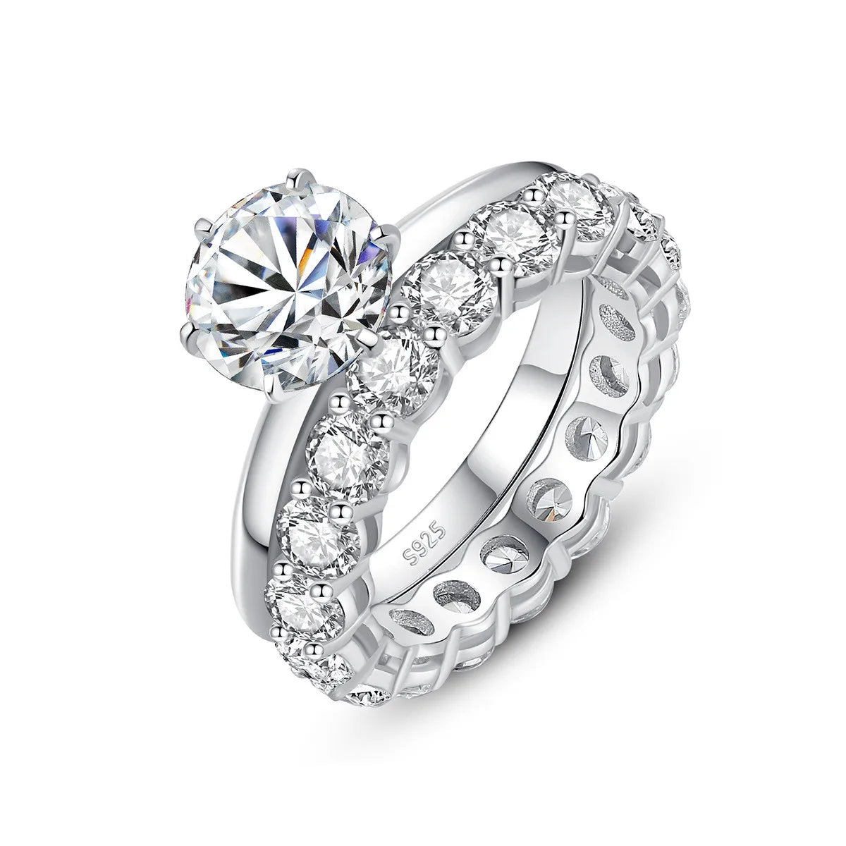 Wholesale S925 Sterling Silver Moissanite Couple Ring Set Husband and Wife Wedding Band Waterproof Hypoallergenic Factory Price