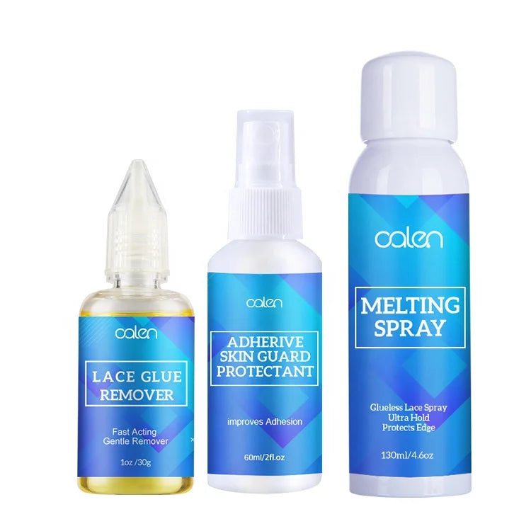 Hot Selling 130ml Extreme Hold Lace Melting Skin Protectant Spray Waterproof Hair Styling Set Lace Glue Remover Hair Extensions
