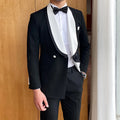 Black and White Contrast Stitching Banquet Slim Suit Men's Wedding Double Breasted Suit Best Man Suit Jacket