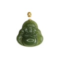 Buddha Stones Laughing Buddha Hetian Jade Healing Calm Necklace String Pendant