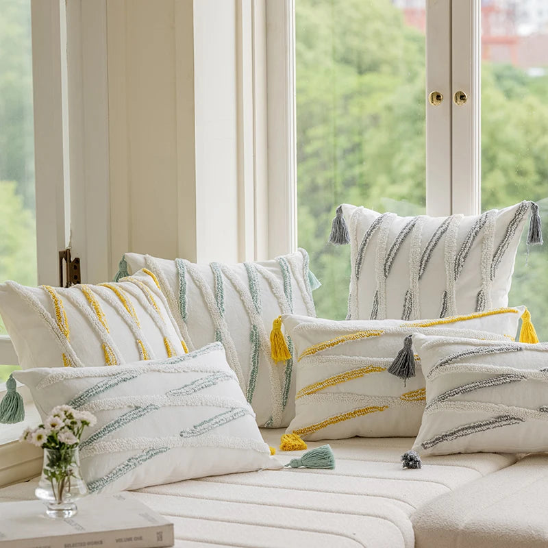 Innermor 2024 New Arrival Simple Style Tufted Striped Throw Pillow case Polyester and Cotton Fabric Cushion Cover