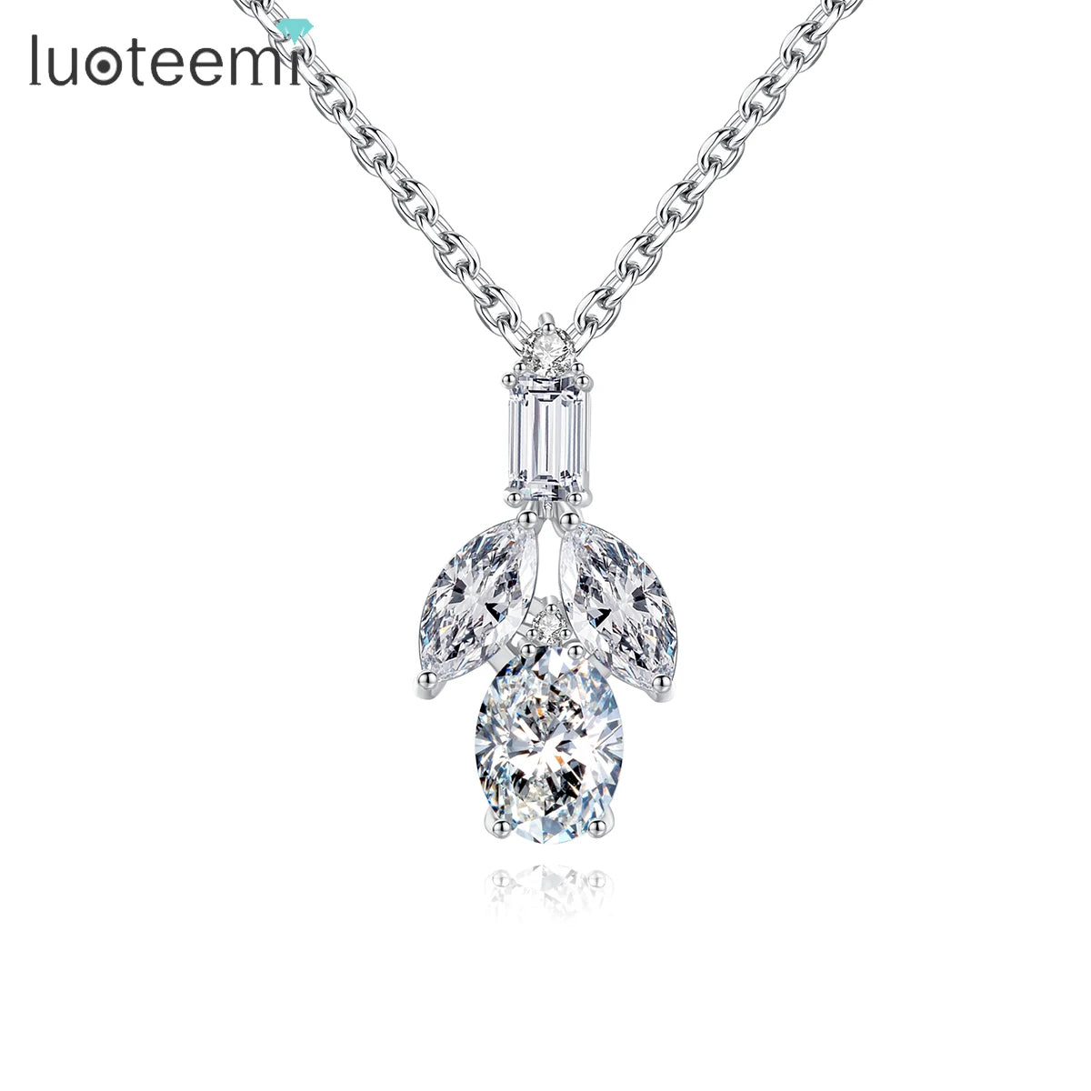 LUOTEEMI Fashion Stone Designer Jewelry New Crystal Chain Trendy Necklace for Lady Pendant & Charm