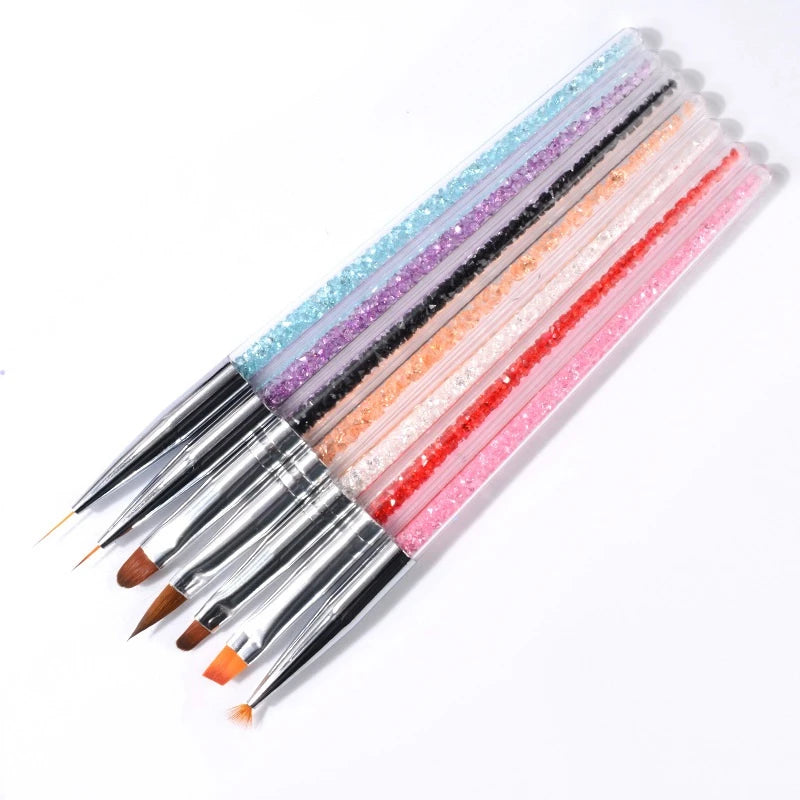 Tamax NAB011 7PCS Nail Art Liner Painting Brush with Plastic Handle for Nails Drawing Dotting Design UV Gel Acrylic