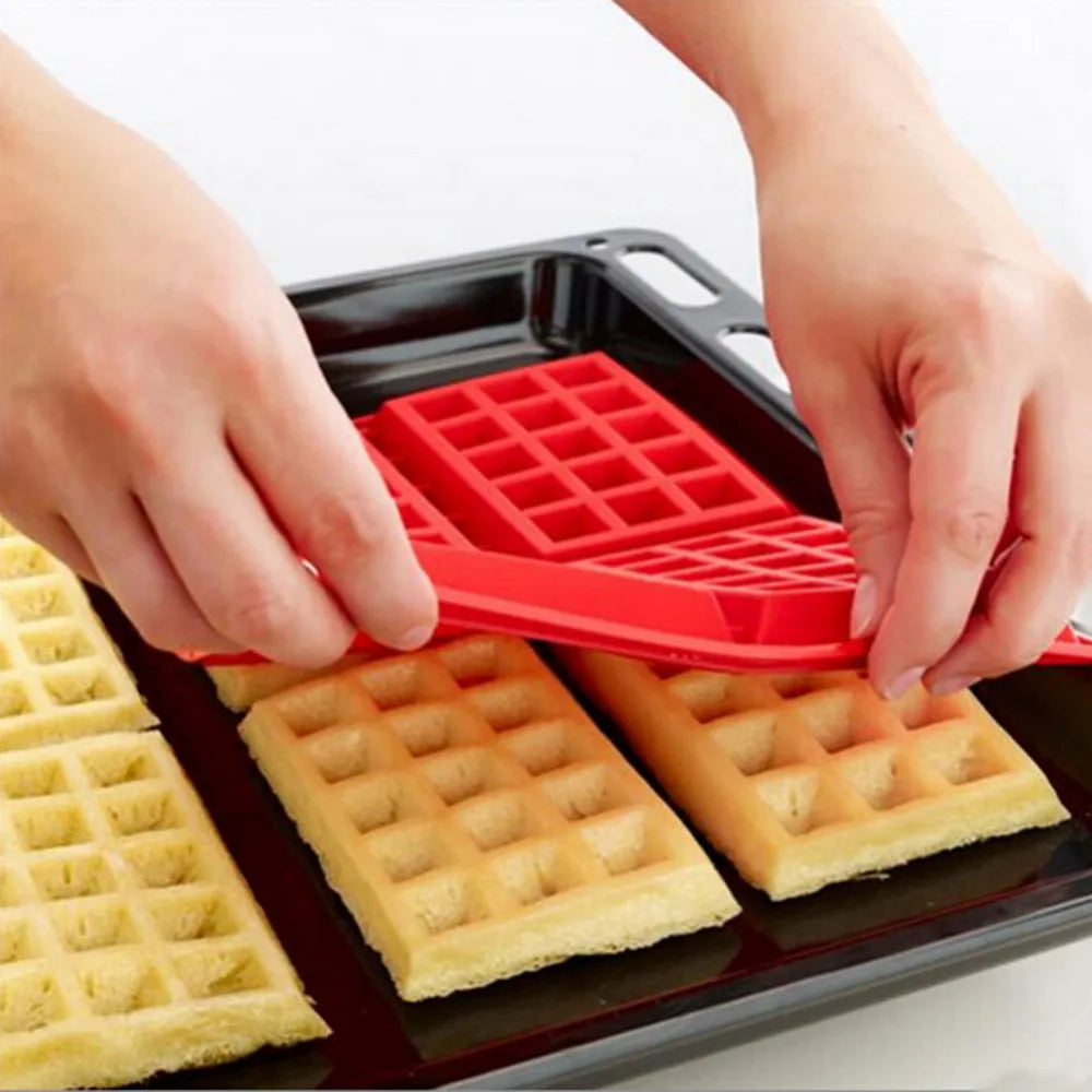 HelloWorld 1 X Safety 4-Cavity Wafels Cake Chocolate Pan Silicone Mold Baking Facility Cooking Accessories