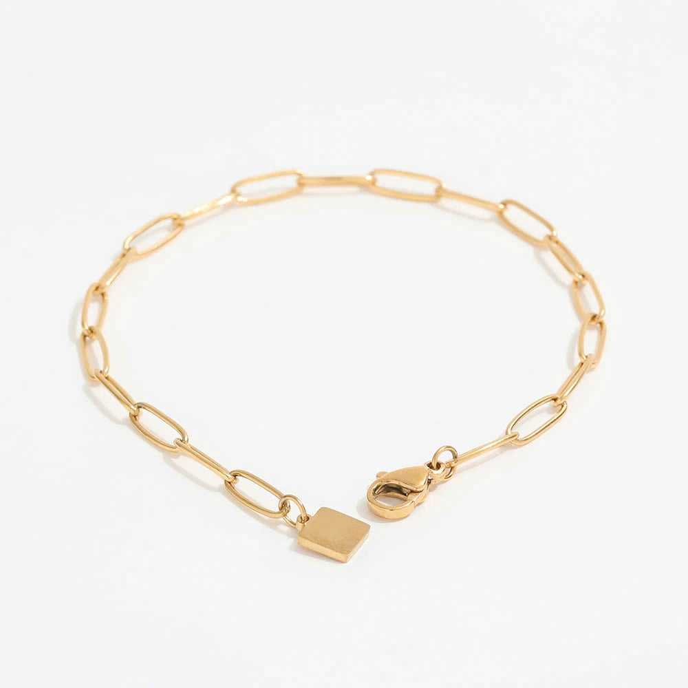 High End Paper Pin Link Chain Bracelet Charm Bracelet 18K Gold Plated Stainless Steel Bracelet MegaBDM