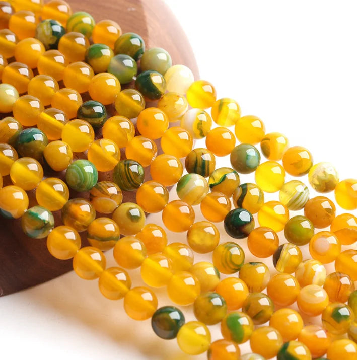 Natural Yellow-green Flower Agate Loose Beads Best Quality Loose Natural Stone Beads for Jewelry Making