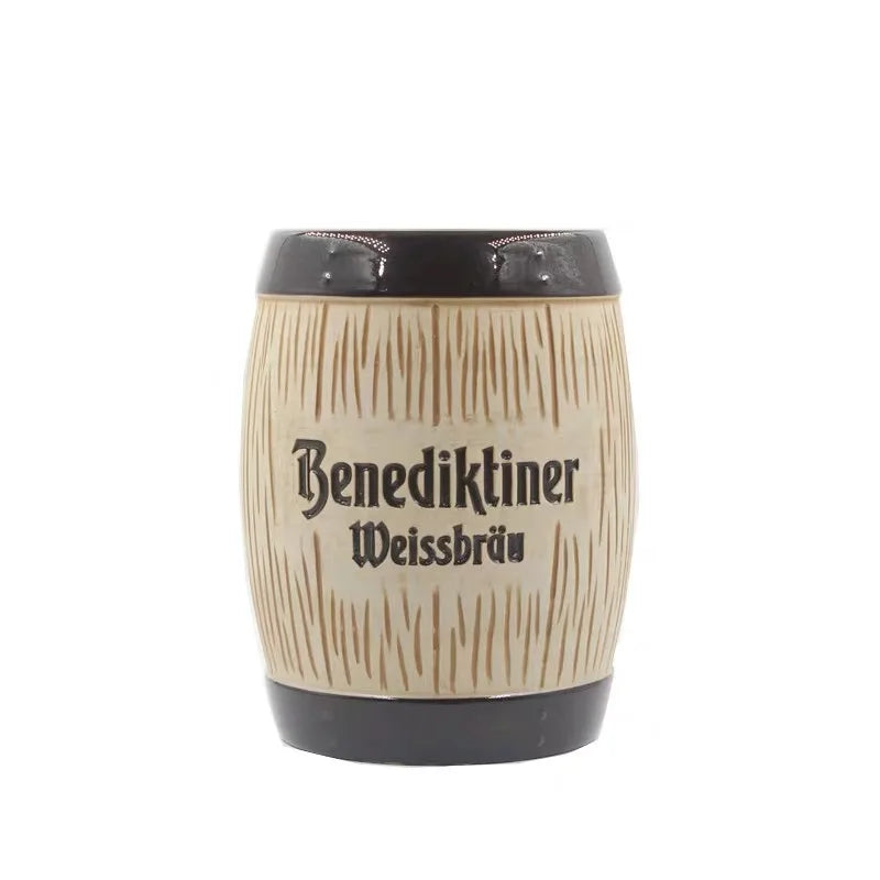 Factory Direct Custom Printed Tiki Hawaiian Bar Ceramic Cocktail Glasses Creative Kon Tiki Cask Pottery Tiki Sharing Glass