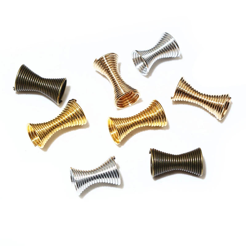 30pcs Metal Spring Funnel Shape Spacer Beads Caps DIY Beading Findings End Caps Bead Stoppers for Jewelry Makings Accessories
