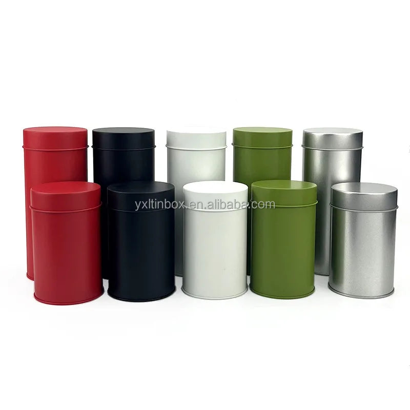 Wholesale Food Grade 75H120/175mm Round Airtight Tea Canister Double Lid Custom Printed for Coffee Sugar Gift Packaging