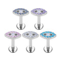 G23 Titanium Cute Wedding Body Piercing Jewelry Colorful CZ Stone Nose Rings and Lip Studs Gold Plated for Children