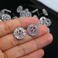 EC1138S Silver Plated Cubic Zirconia Zircon Micro Pave Alphabet Initial Letter Disc Stud Earring