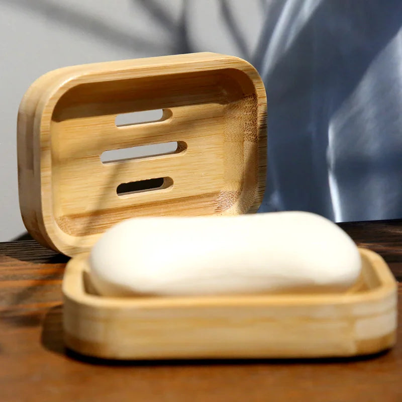 Modern Bamboo Fiber Soap Dishes Wooden Soap Bar Holder Easy Clean Durable Non-Slip Feature for Bathroom Soap Tray