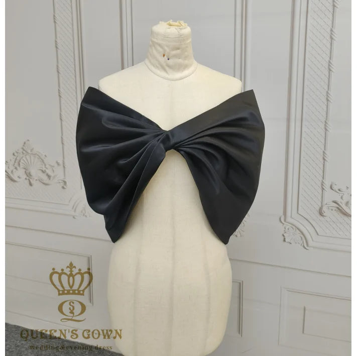 QUEENS GOWN Delicate Big Bow Detachable Sleeve/Top Beautiful Off Shoulder Accessories for Wedding Dresses