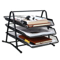 Wire Mesh Metal Office Document Holder 3-Tier Desktop File Tray for Tools with Multifunction Design