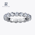Rochime Prong Set Round Brilliant  Wedding Band  S925 Silver Rhodium Plated  Cubic Zirconia Rings for Women